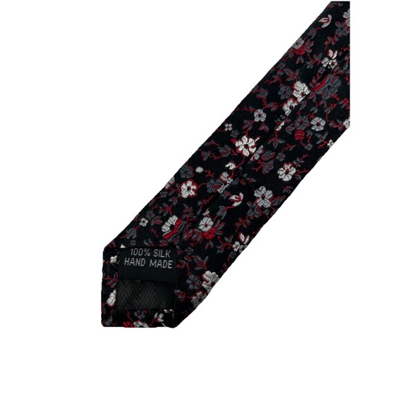 Bruno Piattelli 100% Silk Handmade Black Red‎ Gray Floral Necktie  59.75"x 3.75" - Picture 5 of 5
